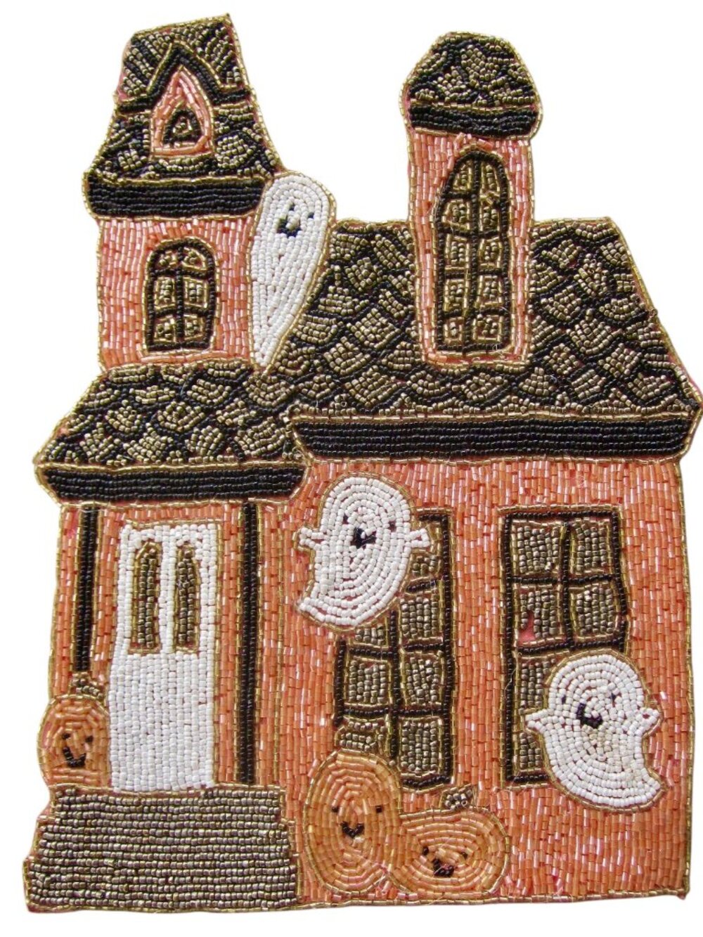 Rachel Zoe Haunted House Beaded Placemat Centerpiece Charger Spooky HALLOWEEN